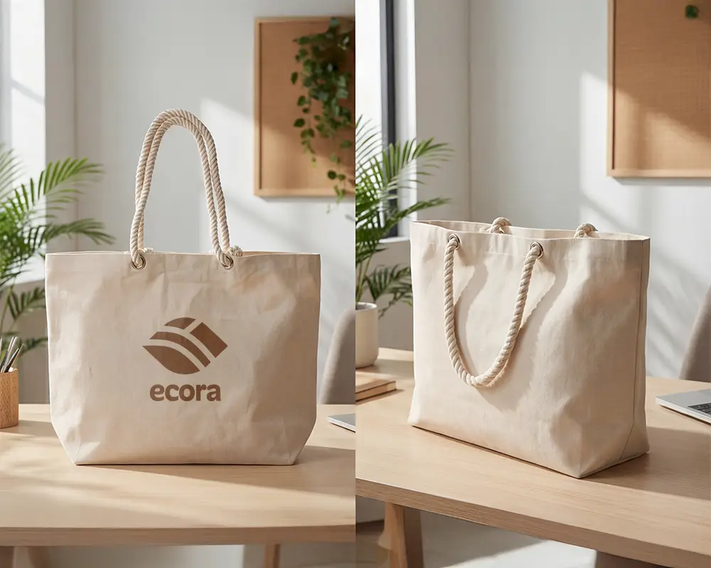 Ecora organic canvas tote bag with rope handles